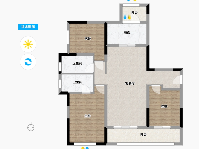 四川省-成都市-中国铁建·新川樾-93.75-户型库-采光通风