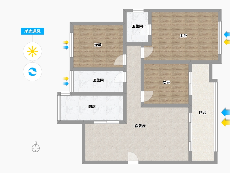 陕西省-汉中市-汉水华府-125.00-户型库-采光通风