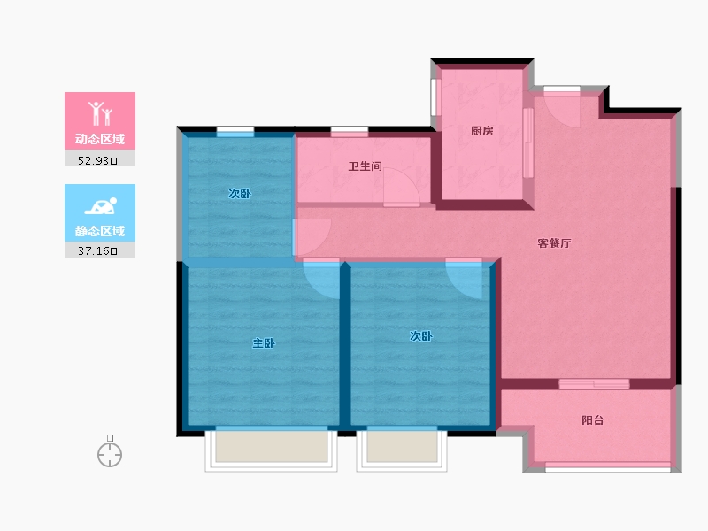 陕西省-咸阳市-桂语江南二期-80.00-户型库-动静分区