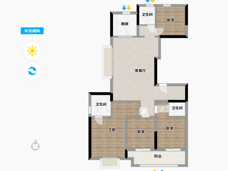 浙江省-绍兴市-星澜城-103.40-户型库-采光通风