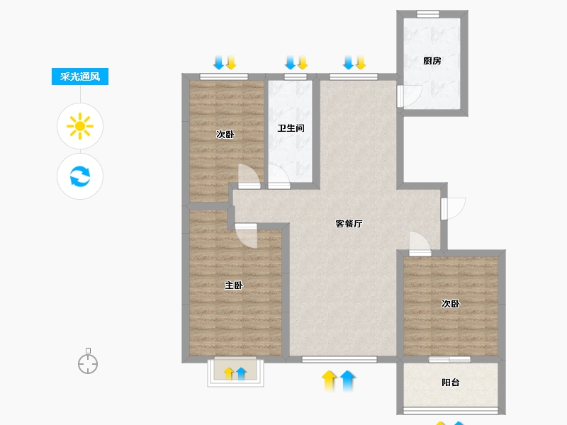 山东省-滨州市-盛豪文苑-95.66-户型库-采光通风