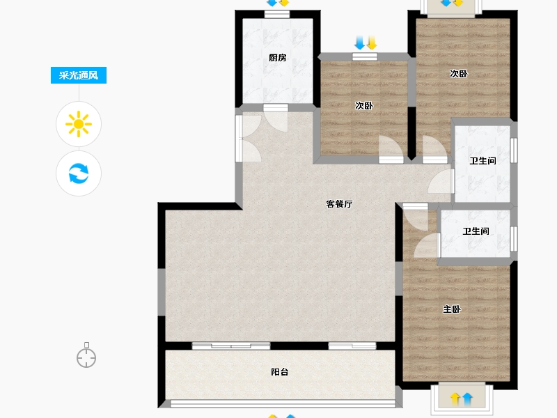 陕西省-汉中市-聚兴合园-112.00-户型库-采光通风