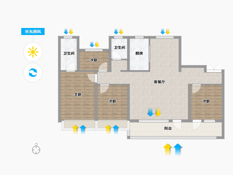 山东省-枣庄市-秀地文昌嘉苑·璟苑-126.41-户型库-采光通风