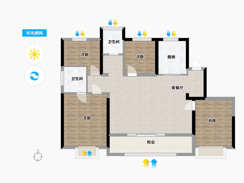 浙江省-绍兴市-新民未来社区·沁园-112.00-户型库-采光通风