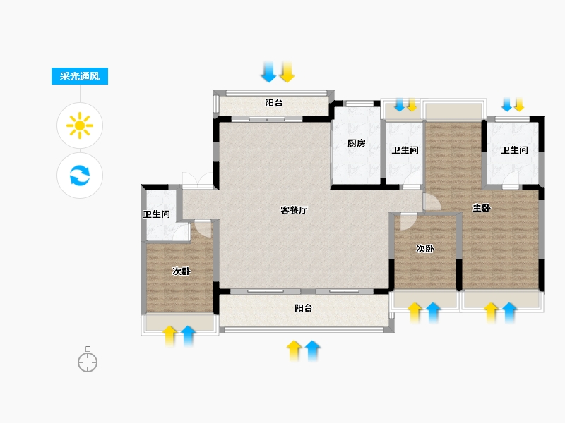 江苏省-扬州市-蝶湖院-148.00-户型库-采光通风