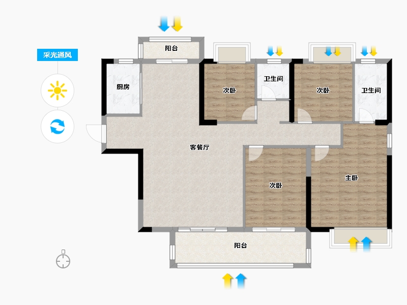 福建省-漳州市-励欧南湖一号-122.40-户型库-采光通风