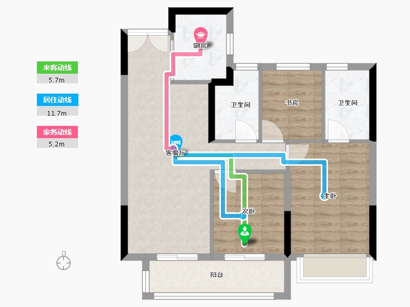 浙江省-绍兴市-振东颐居-70.70-户型库-动静线