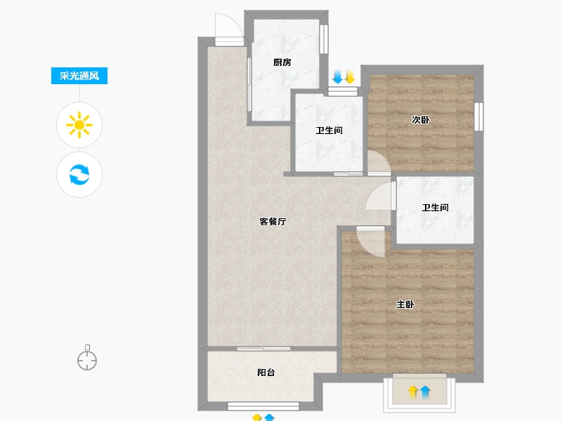 江苏省-镇江市-天玺华府-75.75-户型库-采光通风