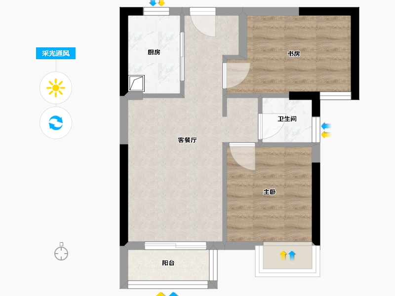 福建省-厦门市-保利时光印象-42.74-户型库-采光通风