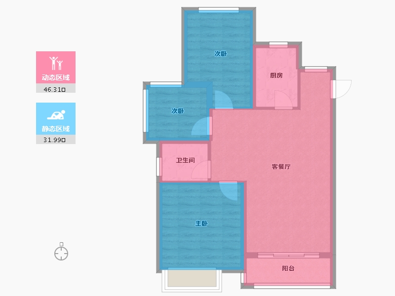 安徽省-芜湖市-信德悦城-70.08-户型库-动静分区