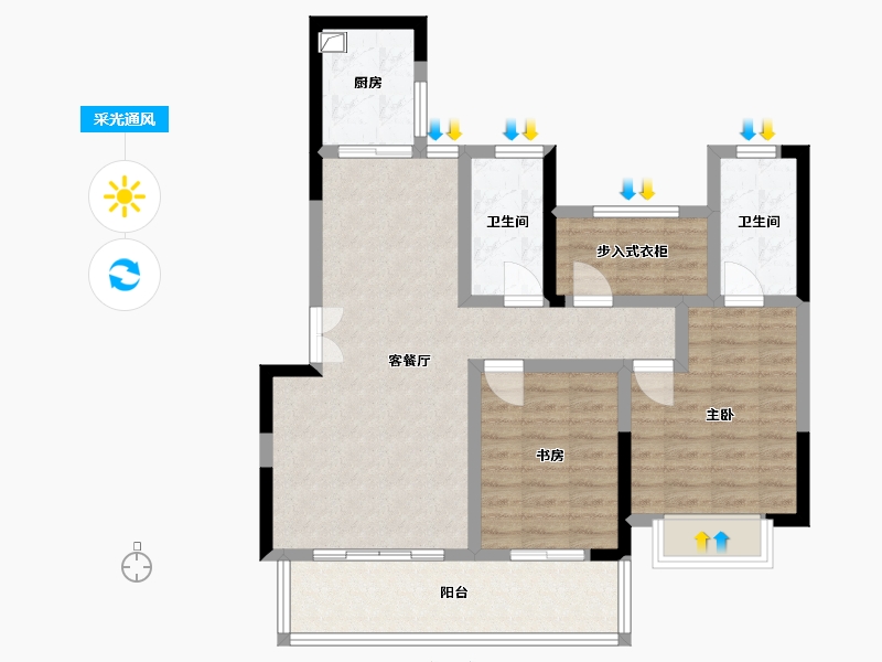 湖南省-邵阳市-美大状元府-87.12-户型库-采光通风