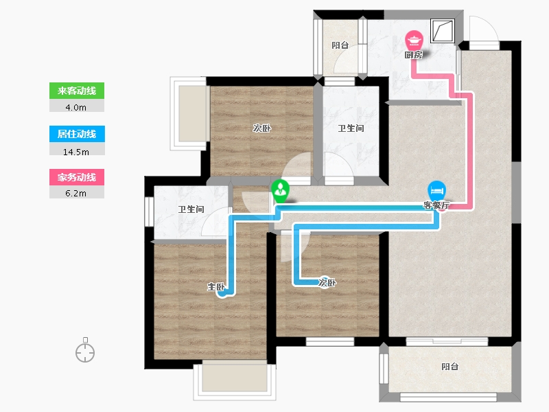 广西壮族自治区-南宁市-轨道御玺君临湾-75.00-户型库-动静线