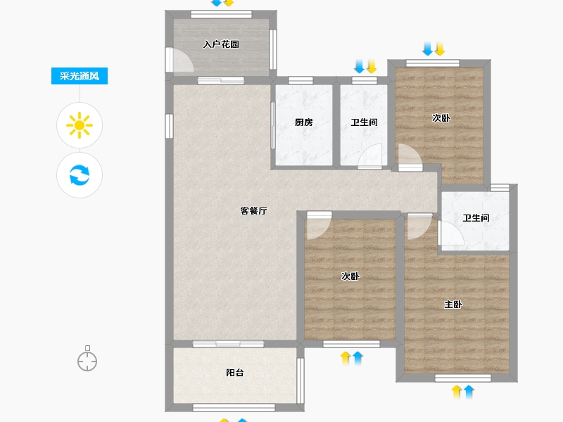 浙江省-金华市-锦溪南苑-101.60-户型库-采光通风