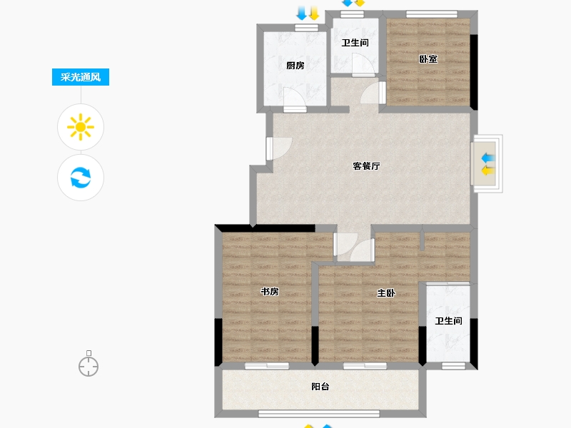 浙江省-台州市-金地翡翠云邸-92.00-户型库-采光通风