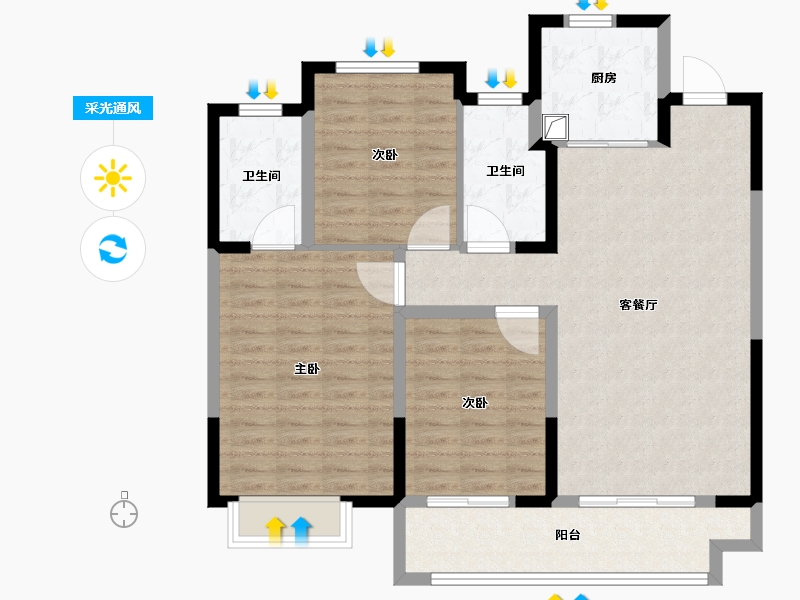 山东省-淄博市-中梁星海云著-100.00-户型库-采光通风