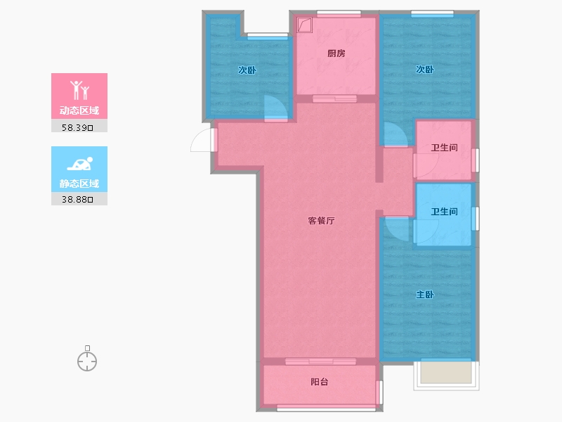 陕西省-榆林市-榆林市汇兴花园小区-104.80-户型库-动静分区