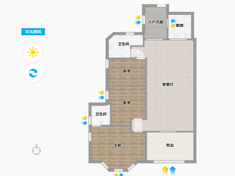 广东省-广州市-大城云山-101.00-户型库-采光通风