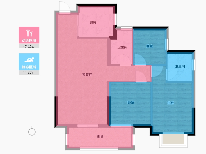 广西壮族自治区-南宁市-龙光玖誉城-70.90-户型库-动静分区