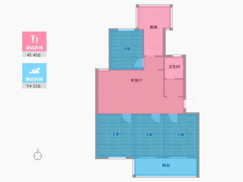 河南省-郑州市-郑州大学东生活区-92.00-户型库-动静分区