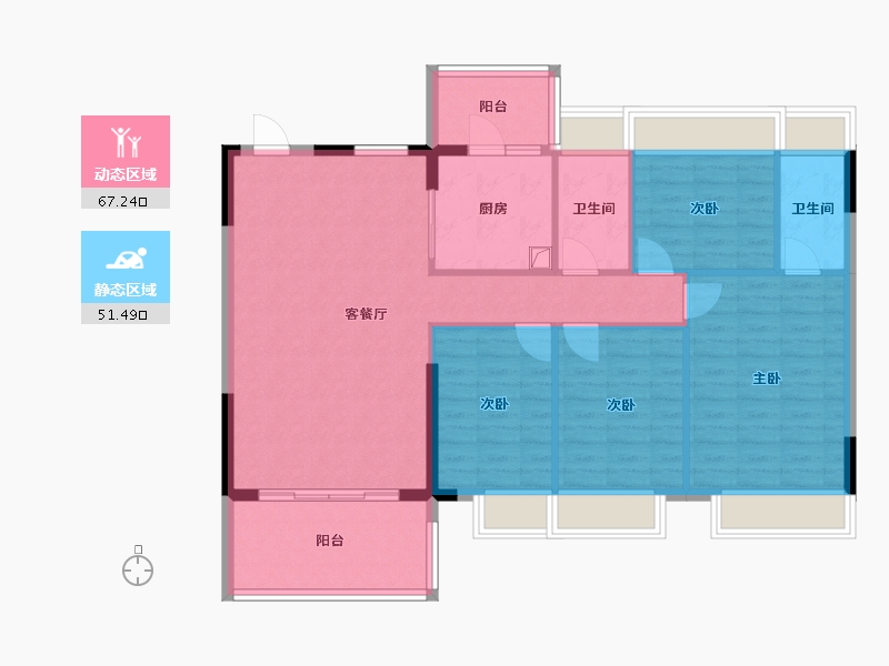 广东省-云浮市-凤凰嘉园-109.86-户型库-动静分区