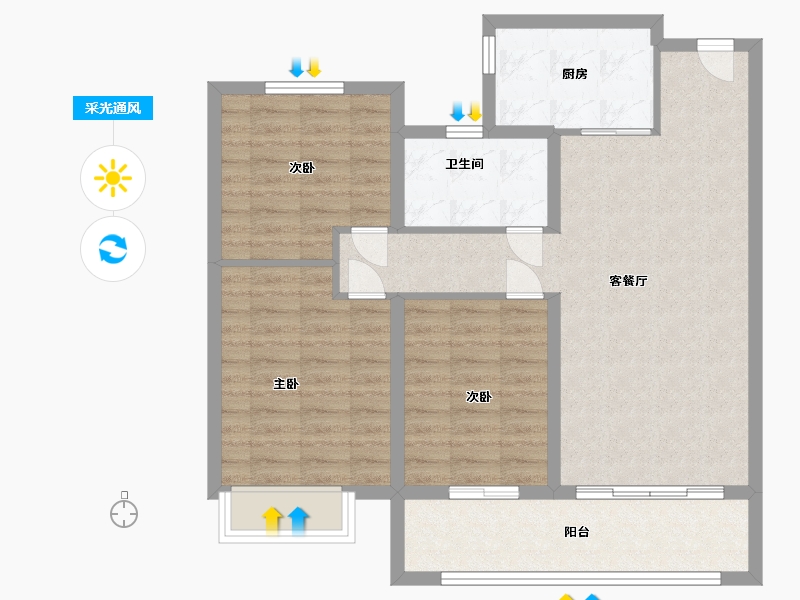 山东省-枣庄市-滕建恒益园-85.81-户型库-采光通风