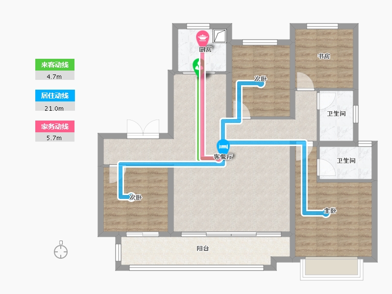 陕西省-铜川市-龙记檀府二期-114.40-户型库-动静线