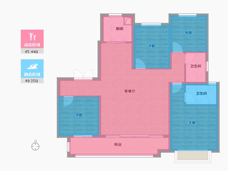 陕西省-铜川市-龙记檀府二期-114.40-户型库-动静分区