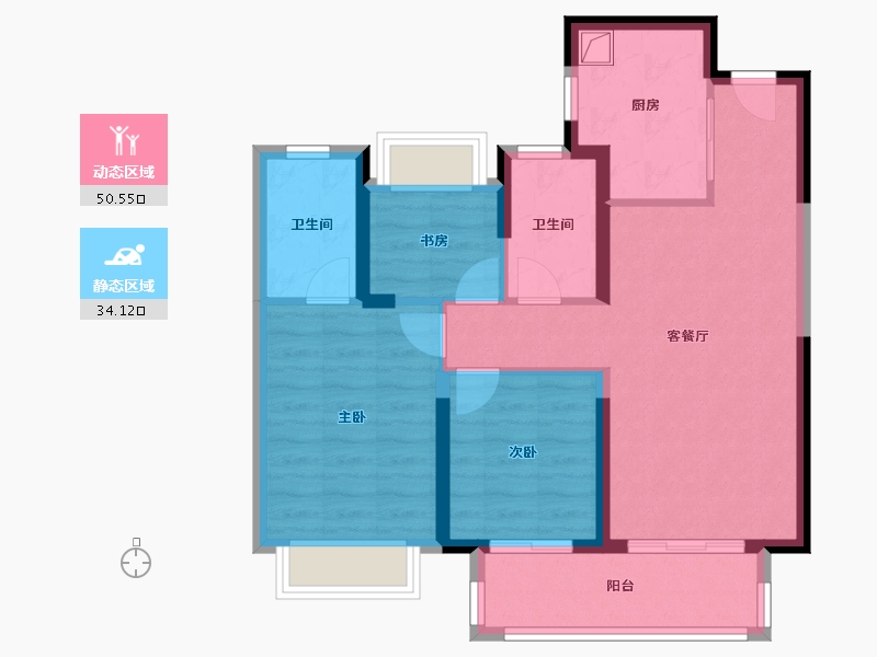 湖北省-武汉市-武汉二十四城-89.60-户型库-动静分区