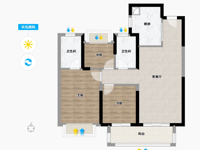 湖北省-武汉市-武汉二十四城-89.60-户型库-采光通风