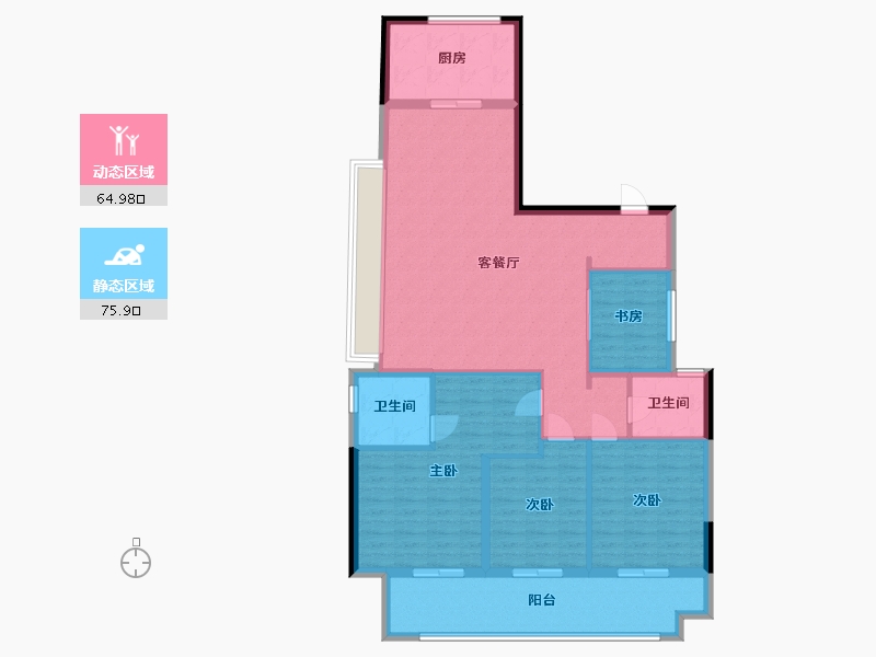 浙江省-台州市-天铂华庭-128.00-户型库-动静分区