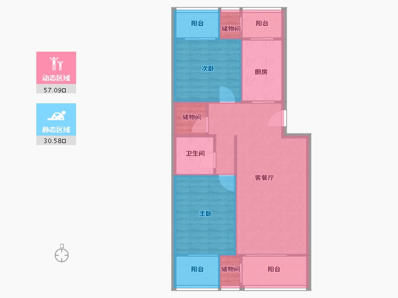 陕西省-西安市-紫薇田园都市-H区-79.62-户型库-动静分区