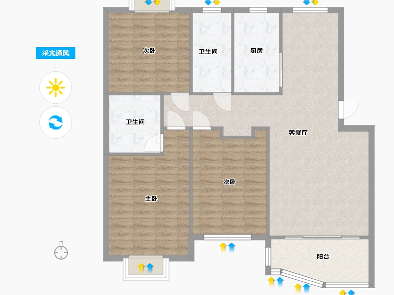 浙江省-嘉兴市-穆湖花园丽景苑-102.40-户型库-采光通风