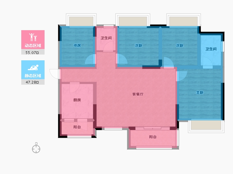 四川省-南充市-金鸿山水城-90.00-户型库-动静分区