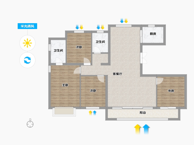 内蒙古自治区-通辽市-华昌澜悦一品-128.00-户型库-采光通风