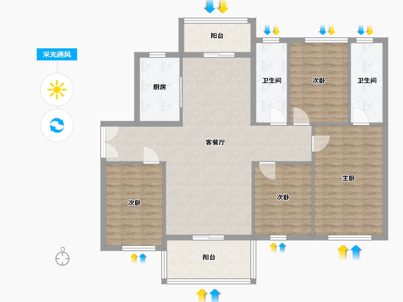 广西壮族自治区-贺州市-碧桂园凯旋城-105.60-户型库-采光通风