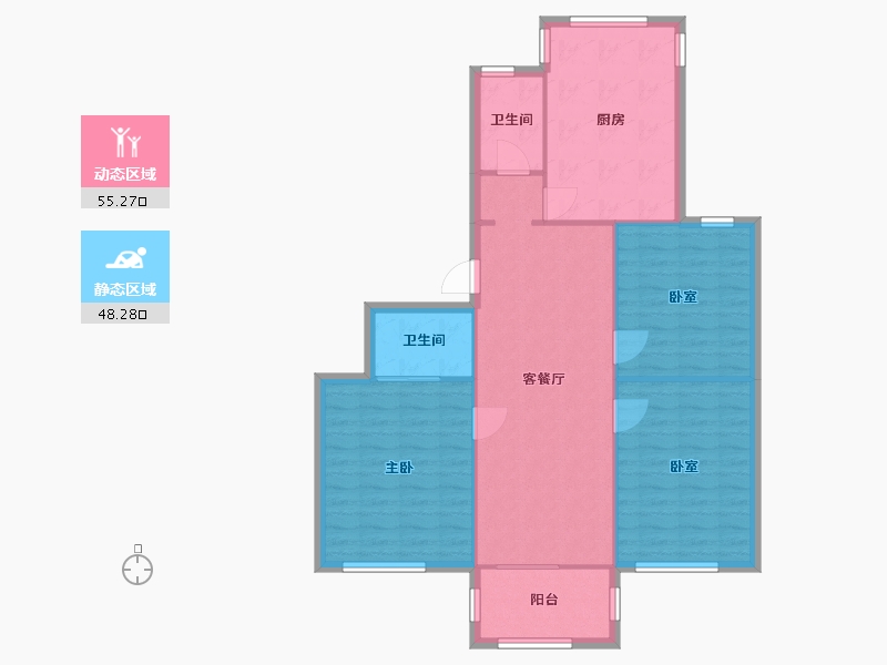 江苏省-苏州市-狮山新苑-87.46-户型库-动静分区