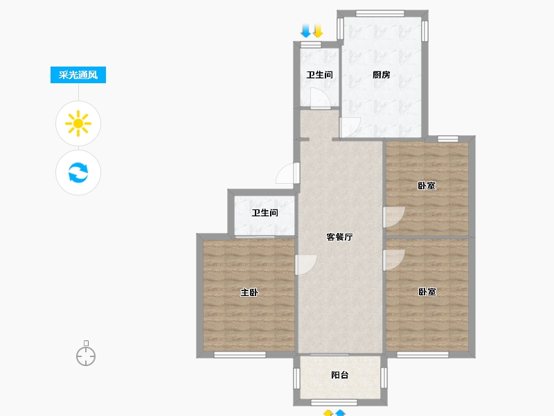 江苏省-苏州市-狮山新苑-87.46-户型库-采光通风