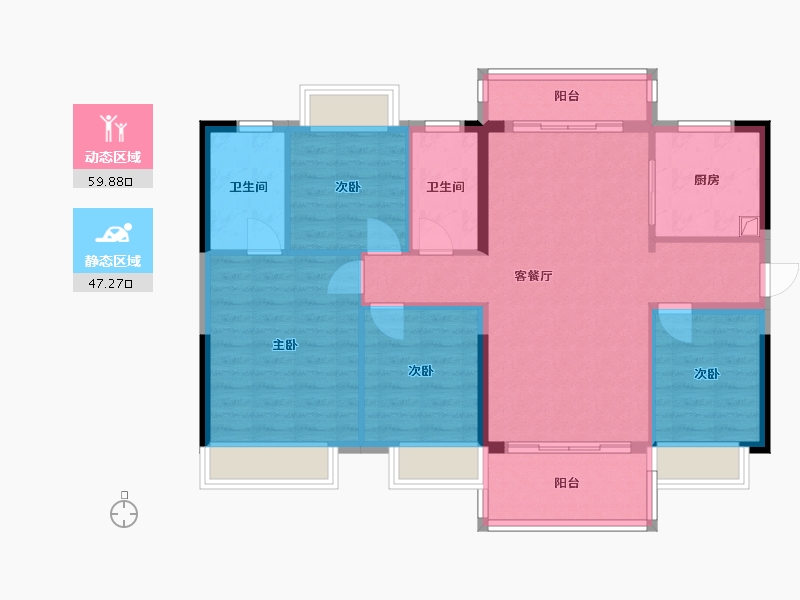 广东省-汕尾市-方直紫珑府-98.40-户型库-动静分区