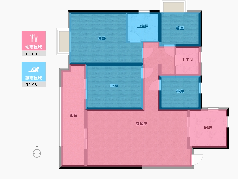 云南省-大理白族自治州-鑫鹤家园-110.00-户型库-动静分区