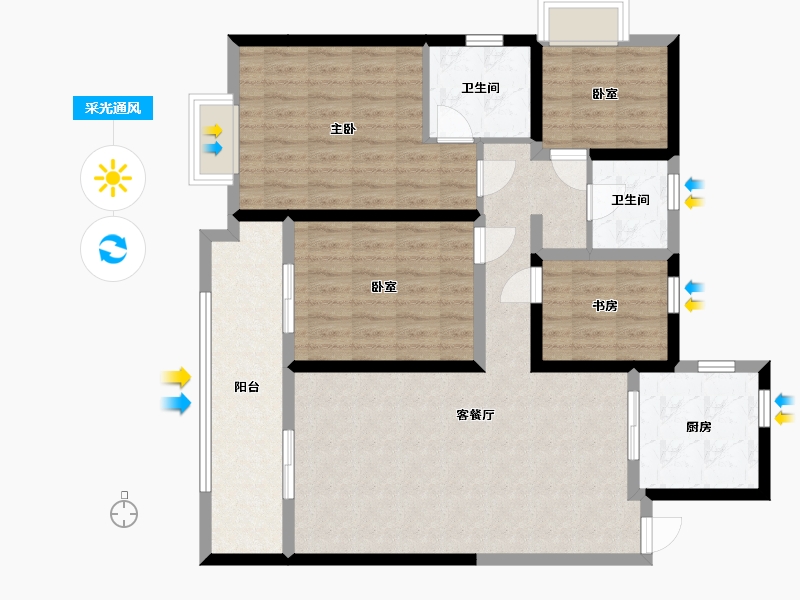 云南省-大理白族自治州-鑫鹤家园-110.00-户型库-采光通风