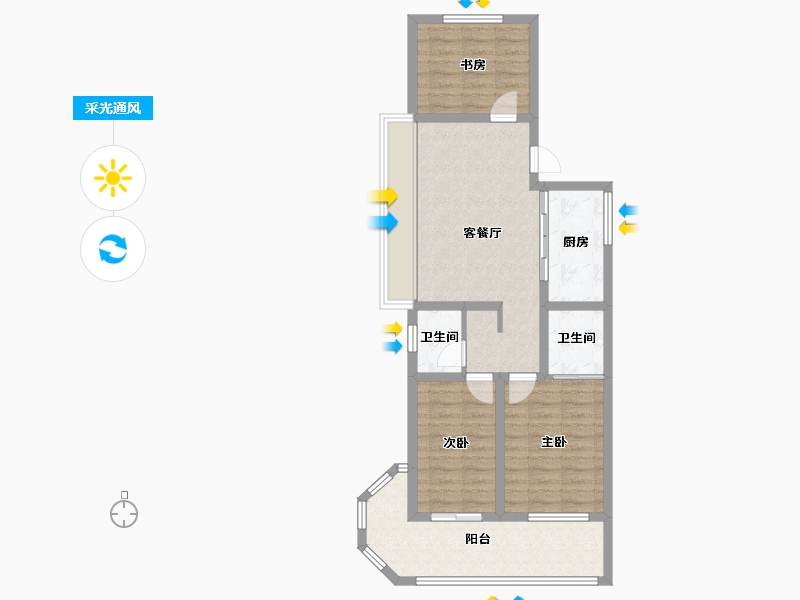 山东省-聊城市-铭仕文苑-85.60-户型库-采光通风