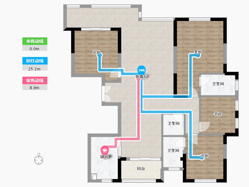 浙江省-杭州市-合景轩-128.00-户型库-动静线