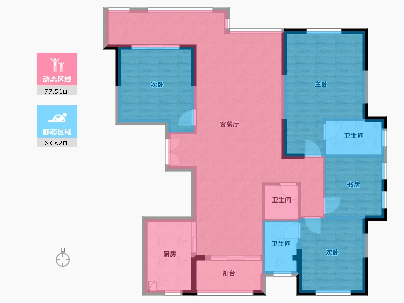 浙江省-杭州市-合景轩-128.00-户型库-动静分区