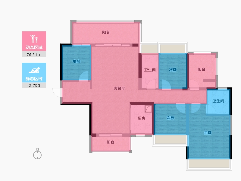 广东省-湛江市-芸品水岸阁-105.59-户型库-动静分区