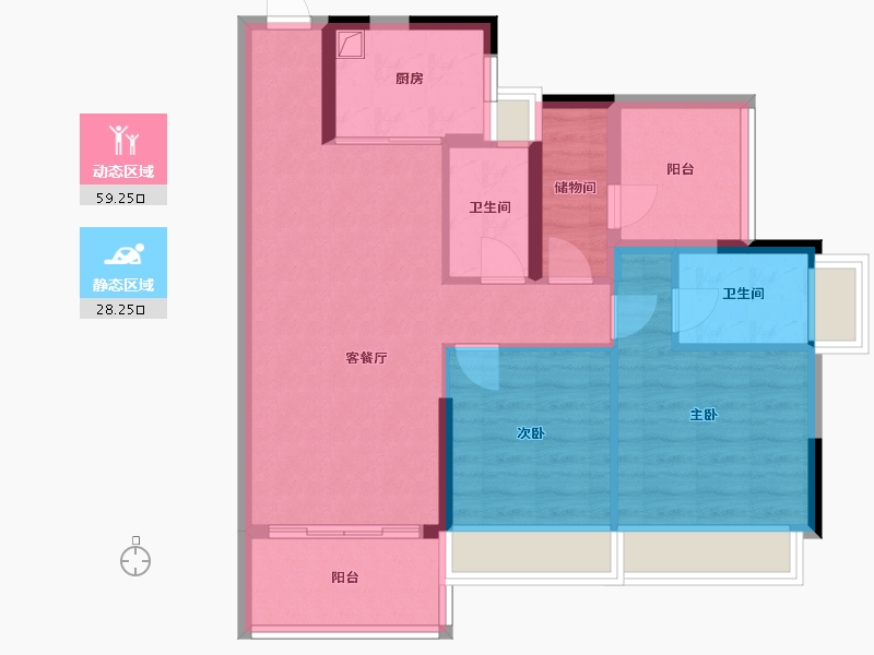 广东省-清远市-华以泰清远花海湾花园-80.00-户型库-动静分区