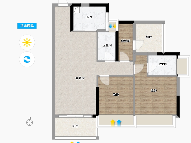 广东省-清远市-华以泰清远花海湾花园-80.00-户型库-采光通风