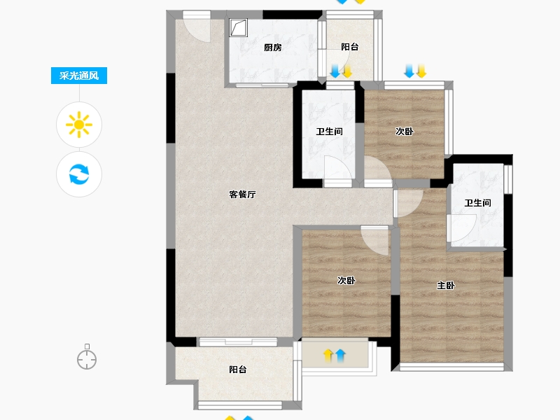 四川省-眉山市-天府理想城-71.04-户型库-采光通风