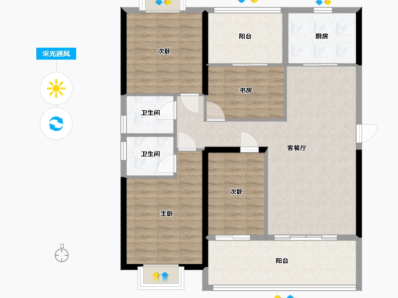 福建省-漳州市-湖滨帝景-114.40-户型库-采光通风