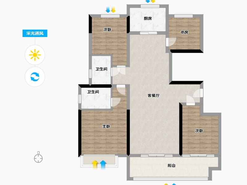 河南省-濮阳市-翰林苑-110.40-户型库-采光通风