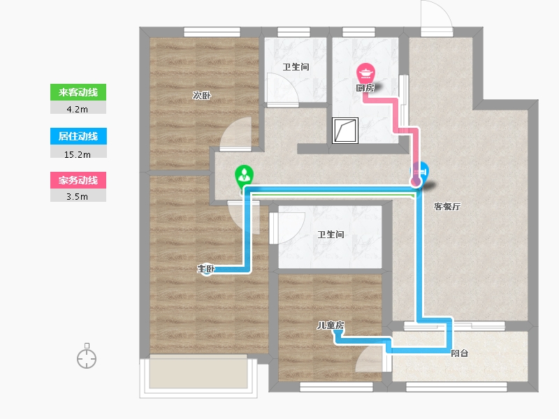 陕西省-西安市-地建·嘉信臻城-70.59-户型库-动静线